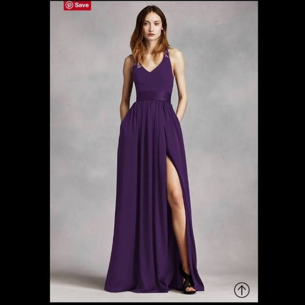 White by Vera Wang Bridesmaids Dress Size 16 Color: Plum